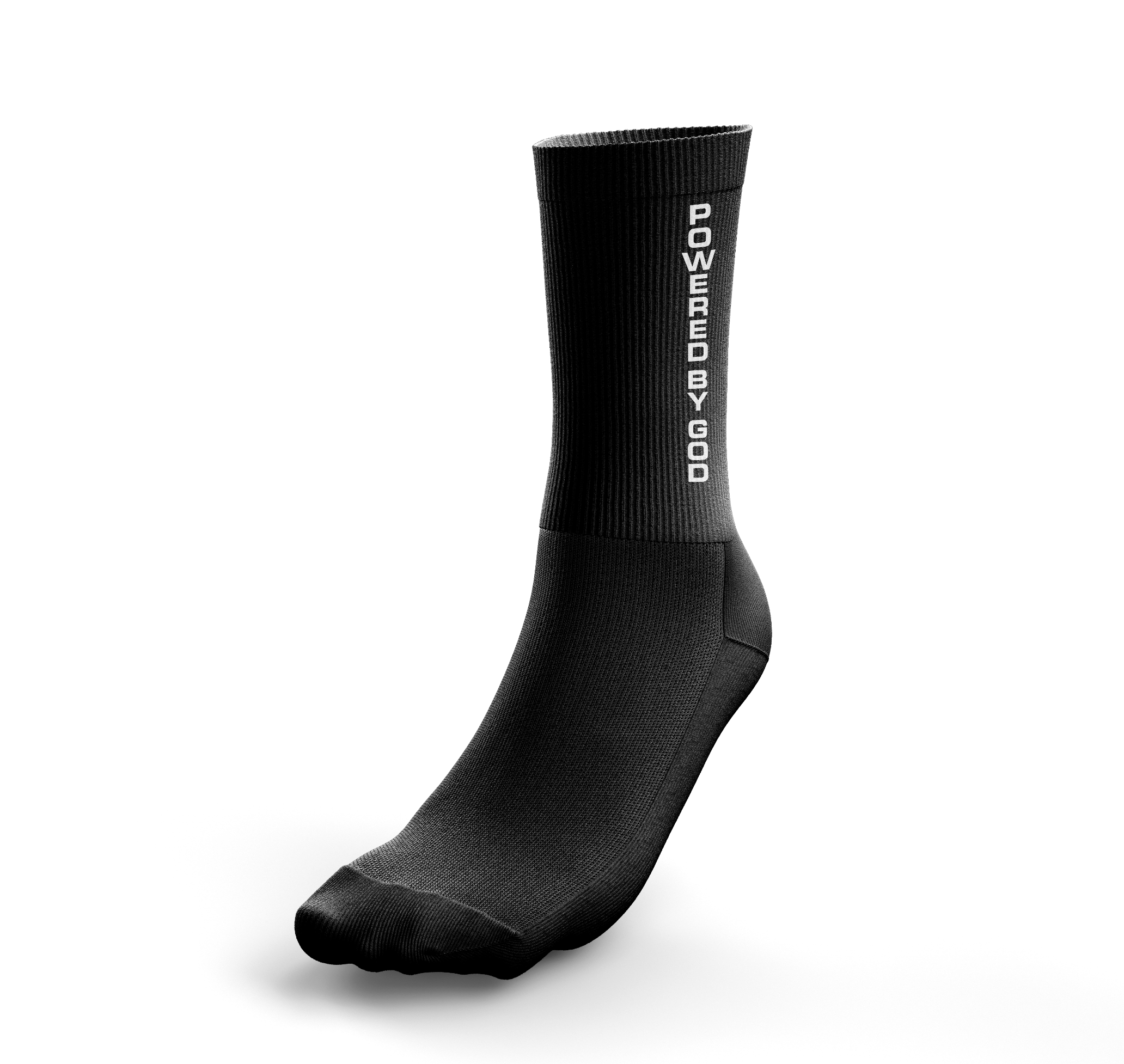 POWERED BY GOD™ ELITE PERFORMANCE CREW SOCKS — BLACK EDITION