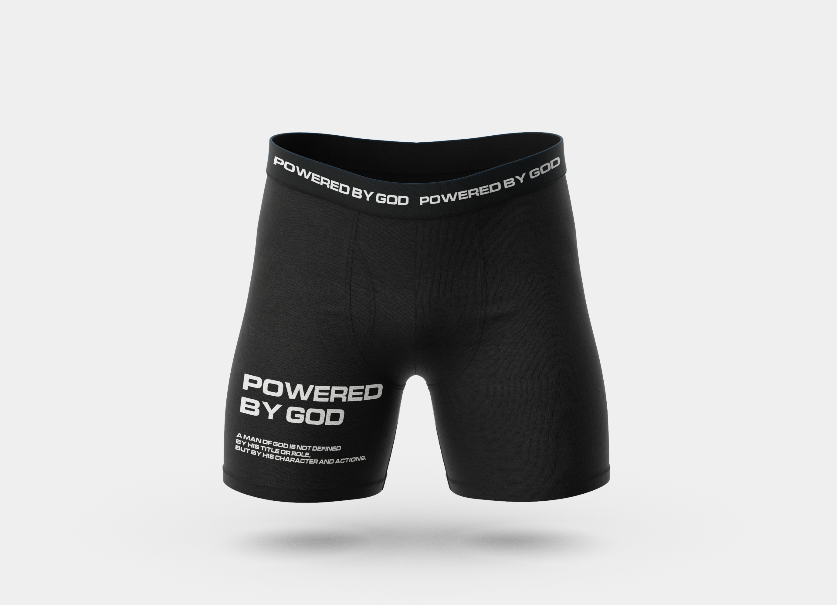POWERED BY GOD™ ELITE PERFORMANCE BOXER BRIEFS — BLACK EDITION